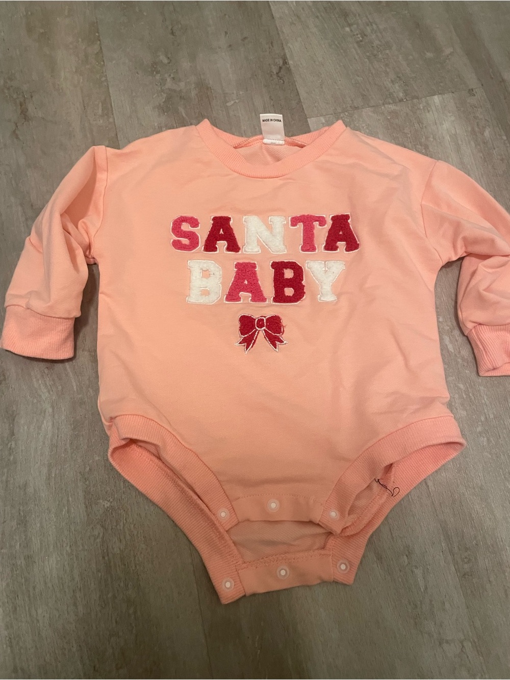 Santa Baby Pink Long-Sleeve One-Piece Bodysuit 3-6M